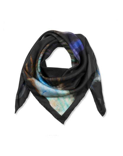 Blue Carbon organic silk scarf