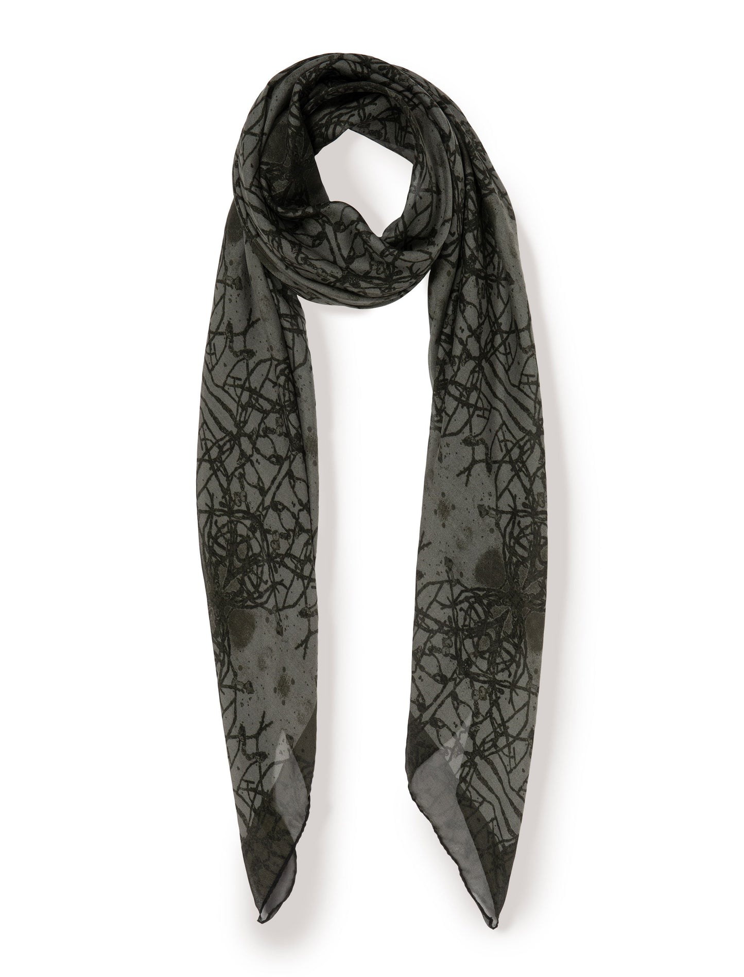 Fernanda Black silk chiffon scarf