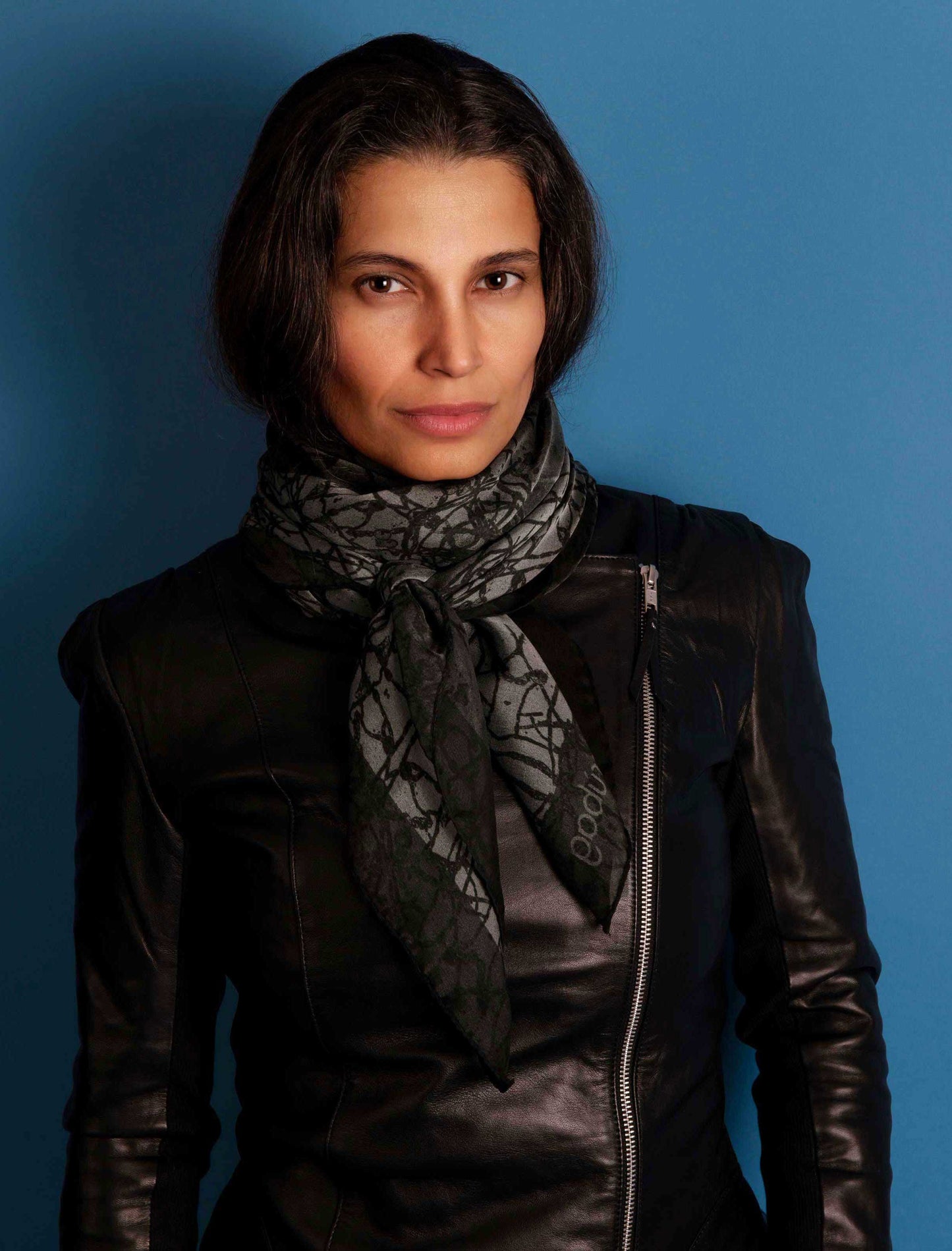 Fernanda Black silk chiffon scarf