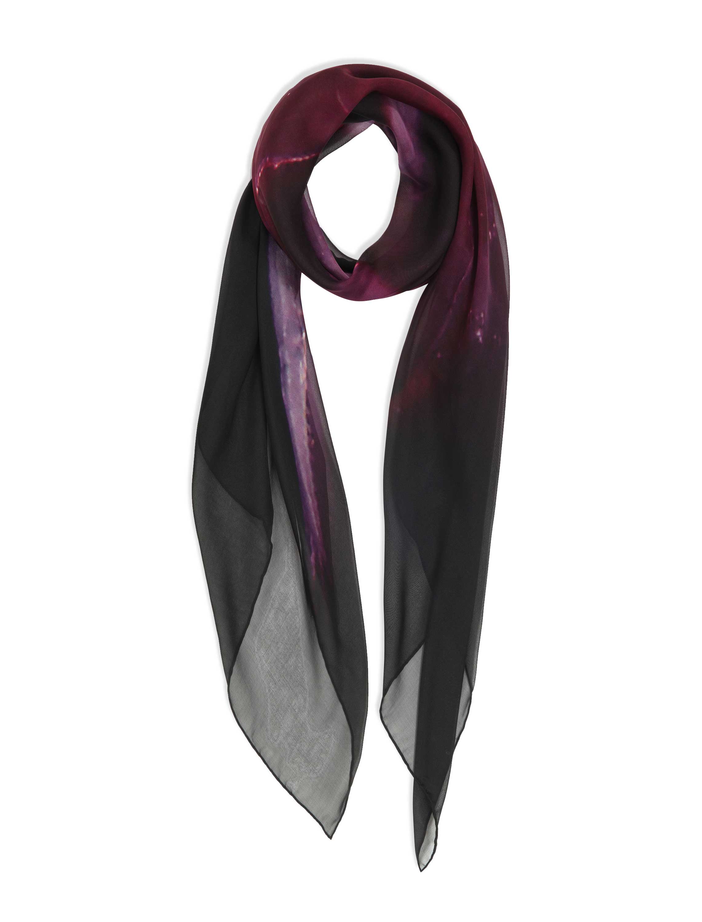 Burgundy - Black retailer Wrap / Scarf. Silk Chiffon.